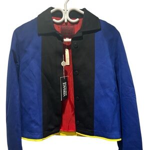 💯 AUTHENTIC VINTAGE Versace Jeans Couture Black Jacket with Red Lining